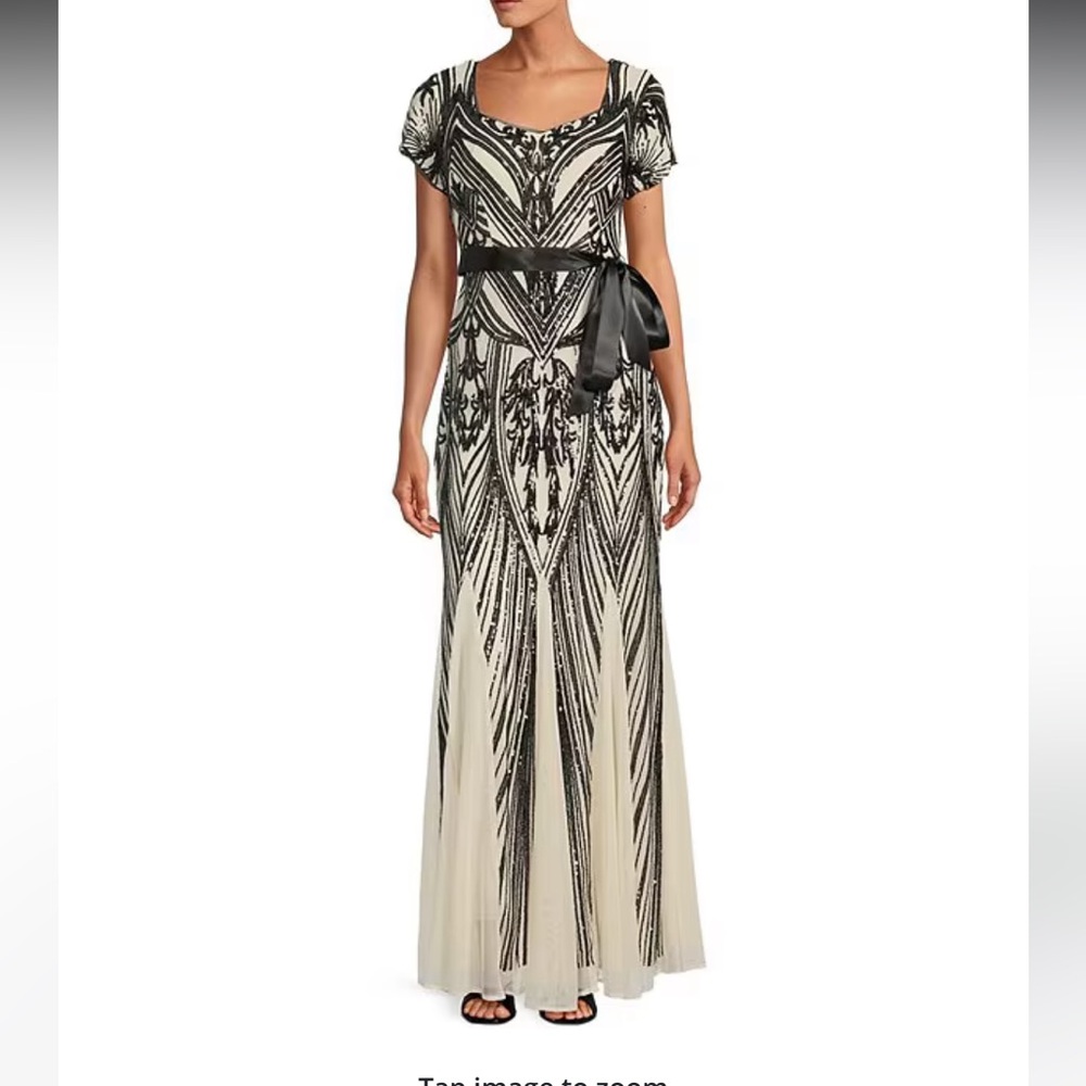 Elegant Black and Cream Evening Gown